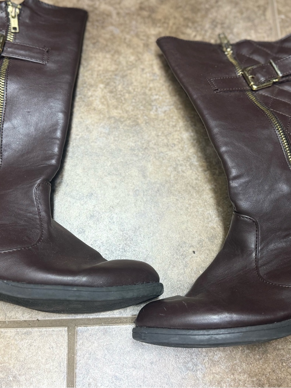 Classic Tall Leather Riding Boots - Dark Brown